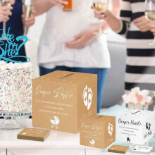 Gioco per baby shower a meno di 5 dollari! Biglietti per la lotteria dei pannolini con scatola, biglietti per la rivelazione del sesso, 50 inviti –