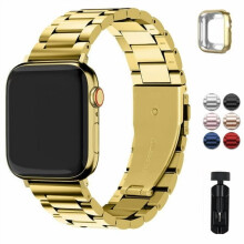 Kompatibel med Apple Watch38mm metallarmband – justerbart armband med fodral för serie 7/6/5/4/3/2/1/SE