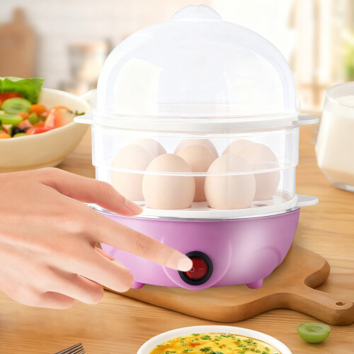 Electric Egg Cooker Pink 12-Egg Capacity Auto Shut-Off