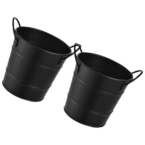 OUNONA mini pencil bucket with handle 2 pcs black