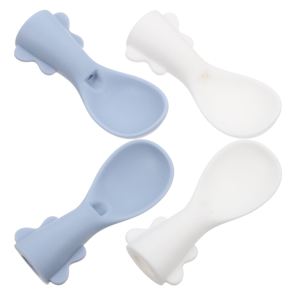 4pcs Silicone Baby Food Pouch Spoons Set, Soft Infant Feeding Squeeze Attachments for Newborns and Toddlers