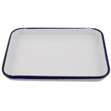 White Enamel Roasting Pan Nonstick 13.5x9.5 Inch