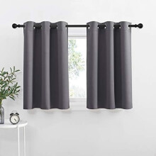 Blackout Kitchen Curtains – Thermal Insulated Grommet Drapes, Grey, 42"x36", 1 Pair (Compatible with standard rods)