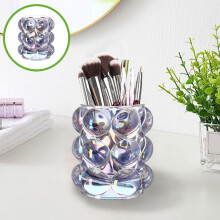 Multifunctionele glazen pennen- en potloodhouder met bubbeldesign, make-upkwastenhouder, bureau-organizer – meerkleurig