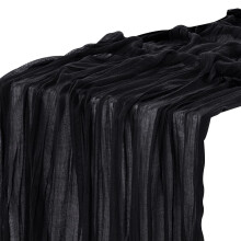 Chemin de table en mousseline noire rustique bohème de 3 m (10 pi) pour la décoration de mariages et de fêtes d'automne et d'été