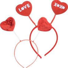 2 stuks Valentijnsthema haarbanden met hartjesontwerp, haaraccessoires voor dames, rode stof