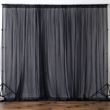 BalsaCircle 10 fot x 10 fot Transparent voile bakgrunnsgardiner gardiner 2 paneler 5x10 fot bryllupsfest svart