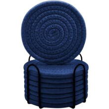 Set van 8 katoenen geweven onderzetters met houder, absorberend en minimalistisch, 10 cm, voor bescherming van uw tafelblad.