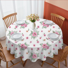 Pioneer Flower Floral Print Pattern Round Tablecloth 60 X 60 Inch, Wrinkle Resistant Wipeable Table Cloth for Kitchen Dining Picnic Patio Party