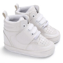 Zapatillas deportivas altas transpirables YOUSNH para niños, suela plana, color blanco liso, aptas para bebés y niños pequeños.