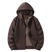 Lulshou Geimhridh le Zip-Up Dath Soladach d'Fhir, Pullover Cluthar, Líneáilte le Pócaí Tosaigh, le haghaidh Éadaí Sráide, Caife, XXXXXL