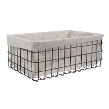 FRCOLOR Iron Art Storage Basket For Kitchen And Living Room Iron Wire Organizer With Removable Lining Cloth For Pantry Shelves And Countertops