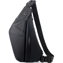 Diebstahlsichere Reise-Umhängetasche für Damen und Herren, erweiterbar, wasserdicht, Crossbody-Tasche, Brust-Schulter-Rucksack (Schwarz - linke