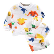 Guttepysjamas i flanell, hjemmeklær, tegneserie, varm langermet genser og bukser, pysjamassett, størrelse 3-4 år