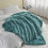 Fuzzy Faux Fur Throw Blanket Twin Size Light Teal 3