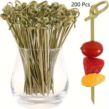 200pcs Premium Bamboo Cocktail Toothpicks - Versatile Appetizer Skewers for Drinks, Fruits & Snacks - Perfect for Parties & Events