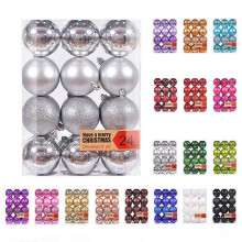 PRETXORVE 24Pcs 1.18" Christmas Tree Ball Ornaments Set Christmas Hanging Decor for Home Indoor Outdoor Christmas Gift Set Silver
