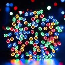 300 LED vianočných svetiel, 30 m, vodotesné a pripojiteľné, 8 režimov, zelený kábel, dekorácia do interiéru/exteriéru (viacfarebné)