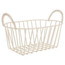 Vintage Style Beige Iron Wire Bread Basket with Double Handles for Serving and Storage