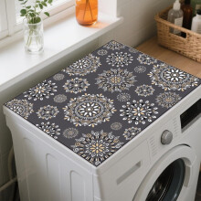 Mandala Pattern Washer Dryer Dust Cover 23.619.69inch Gray Washing Machine Top Protector Pads Non Slip Washing Machine Top Covers