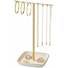 Soporte de cerámica para collares: Árbol de joyería de 30 cm para collares, pulseras, anillos y pendientes – Decoración alta con estética