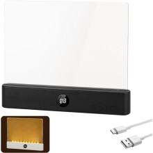 Lampe de lecture LED intelligente, 3 couleurs et minuterie, lampe à panneau plat rechargeable et à intensité variable pour le lit, le bureau et