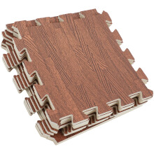 10-Piece EVA Puzzle Floor Mat Set, Anti-Footprint Wood Grain Exercise Flooring Home Gym, Living Room, Play Area Brown