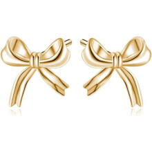 Solid 925 Sterling Silver Bow Stud Earrings for Women Teens Small Ribbon Stud Earrings Bowknot
