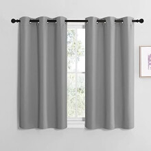 Silver Grey Blackout Curtain Panels Thermal Insulated
