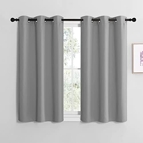 Silver Grey Blackout Curtain Panels Thermal Insulated