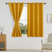 Fall Blackout Curtains for Bedroom, Pumpkin Orange, 52x45", Grommet Top, Room Darkening & Privacy, with Tiebacks, Set of 2