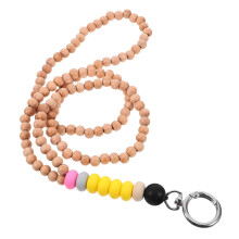 Lanière porte-badge en perles de bois, pratique pour le cou