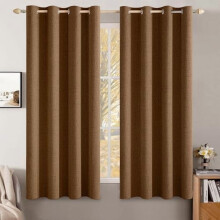 Verduisterende linnen gordijnen, thermisch, bruin, met ringen, 52x45 inch (2)
