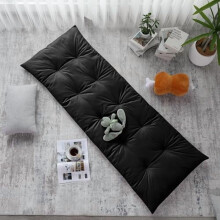 Coussin de sol pliable et capitonné avec bande élastique, lavable en machine, noir, 188 x 69 cm, idéal pour le yoga, la lecture, la méditation et