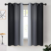 Ombre Black & Greyish White Room Darkening Curtains, 42x63", Grommet, Thermal Insulated, 2 Panels, Compatible with Standard Rods