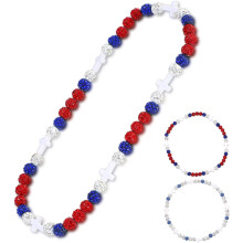 Christelijke kruis honkbal ketting 18 inch strass kralen