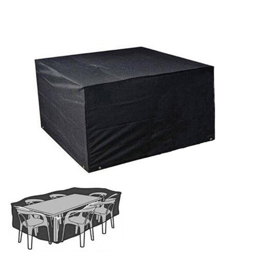 Housse imperméable pour ensemble table et chaises de jardin (noire)