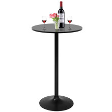 Mesa de bar redonda de 23,5" con base de metal y tablero de MDF – Mesa alta moderna para cócteles, bistrós y fiestas (negra)