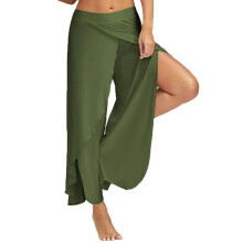 Yoga broek voor dames, rechte pijpen, stretch, legergroen, comfortabele yoga broek voor dames, maat XXXL