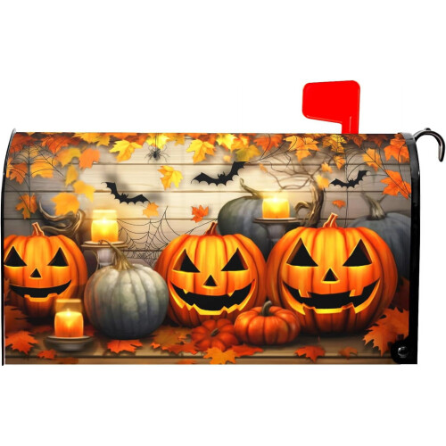 Θήκη Γραμματοκιβωτίου Halloween, Μαγνητικό Σχέδιο Κολοκύθας & Ηλίανθου 18x21 ιντσών –