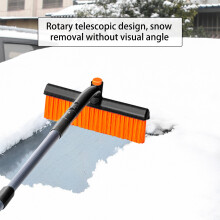 Afneembare sneeuwschep voor de auto, 2-in-1 ijskrabber en uitschuifbare sneeuwborstel, telescopische sneeuwkrabber met schuimrubberen handgreep voor