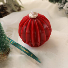 Lumânare parfumată cu bilă roșie/verde de Crăciun, decor sferic de sărbători, ornament parfumat pentru casă, aromă festivă pentru masă și