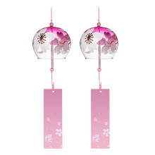 Carillon éolien en verre japonais rose (2 pièces) - Son apaisant pour jardin d'intérieur