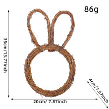 Couronne de Pâques en rotin tressé à la main avec motif lapin, cadre de guirlande à faire soi-même, accessoire à suspendre pour la maison ou la