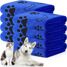 Pet Towel Drying Dog Cat Pet Towel, Puppy Microfiber Quick-drying Dog Claw Bath Towel, Pet Bath Products Absorbent Medium Dog (Blue,L 60x100cm)