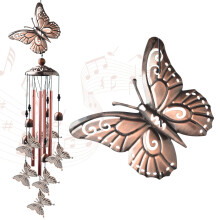 Carillon papillon d'extérieur – Cloches éoliennes rétro en laiton étanche, cadeau souvenir pour maman, utilisable en extérieur