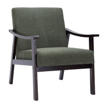 PAPROOS Mid-Century Modern Accent Chair, Upholstered Reading Lounge Chair with Wood Frame – Green