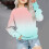 Mädchen-Sweatshirt, lässig, leicht, mit Batikmuster, langen Ärmeln, Crop-Top, Pullover 1