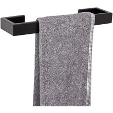 Porte-serviettes mural robuste, base carrée en acier inoxydable SUS304, noir mat, 30,5 cm (12 pouces), compatible avec les accessoires de salle de