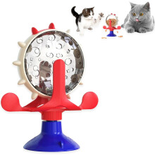 Godbitdispenser for katt og hund – 360 roterende mater med sugekopp, pengehjulform, kompatibel med katter og hunder